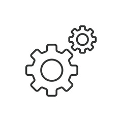 Settings Gear Icon. Minimal Line Cogwheel Symbol for Configuration and Tools.