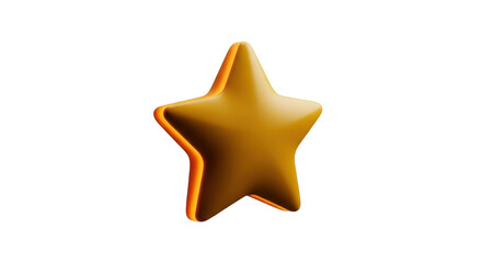 Isolated golden star with smooth, curved, and rounded edges for success or achievement icon