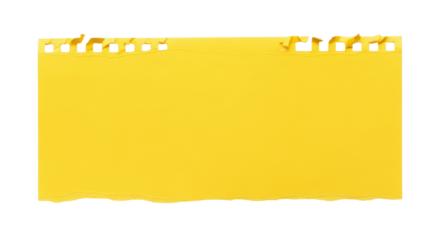 Isolated yellow piece of paper torn from a notebook ready for design, message, or note