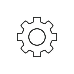 Gear Settings Icon. Minimal Line Cogwheel Configuration Symbol.