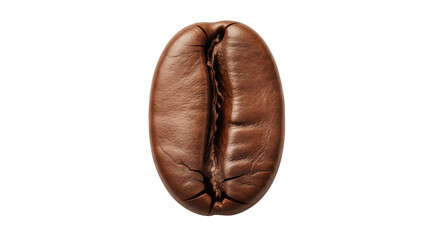 Isolated roasted coffee bean still life close-up shot, single brown seed on clear background © Claudia