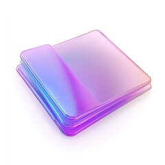 3D iridescent folder icon, square, layered, holographic