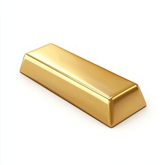 Gold bullion bar, rectangular, glossy, isolated