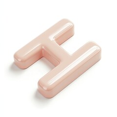 Light peach-colored capital letter H, 3D rendered, glossy surface, isolated on white