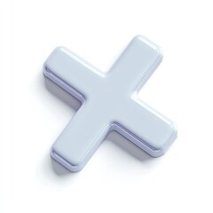 3D rendered light-gray plus sign.  Glossy,  convex, isolated on white