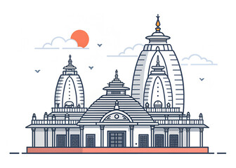 Minimalist vector of Jagannath Temple in Orissa,