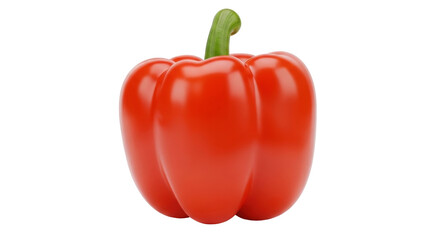 Isolated red bell pepper with a green stem, sweet and healthy single food item ready for eating