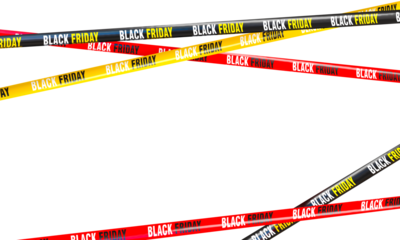 Black friday sale 3d tapes crossing transparent background