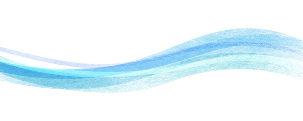 きれいな水色の水彩で描かれた波状にウェーブする背景フレーム