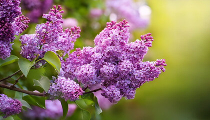Fototapeta premium Syringa Vulgaris Lilac Branch In Bloom