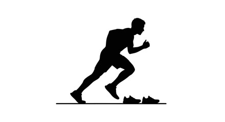 Dynamic male runner silhouette in mid stride, showing energetic movement and focus on athletic achievement