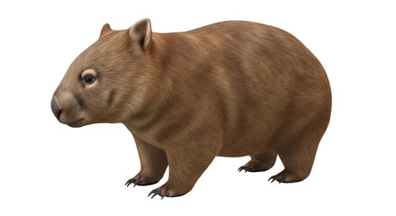 Isolated wombat marsupial animal portrait in Australia, native wildlife and furry friend, standing