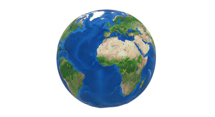 Isolated view of planet Earth globe showing Africa, Europe and South America continents