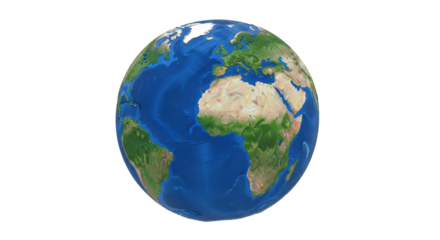 Isolated view of planet Earth globe showing Africa, Europe and South America continents