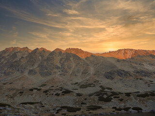winter sunset in the mountains