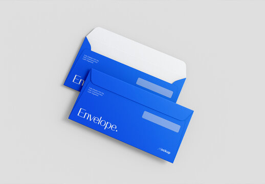 Two Blue Corporate DL Envelope Mockup