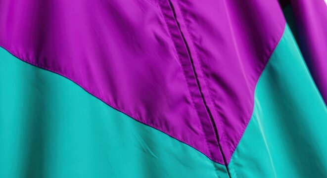 Bright Neon Windbreaker Pattern in Contrasting Purple and Teal