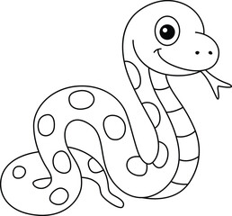 Friendly Cartoon Spotted Snake Outline Drawing