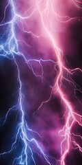 Electrical Storm Lightning Strikes in the Night Sky, Abstract Energy Backdrop