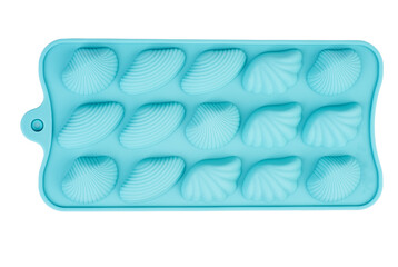 Blue silicone mold for chocolate isolated on a white background
