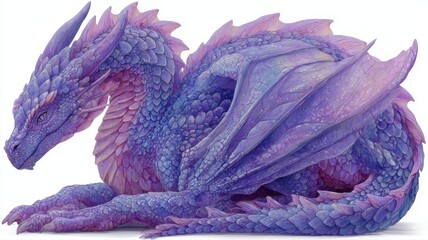 Mystical Purple Dragon with Intricate Scales and Elegant Wings