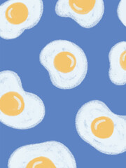 Sunny-side-up Eggs on Blue Surface.wallpaper, background, backdrop, phone wallpaper, background template