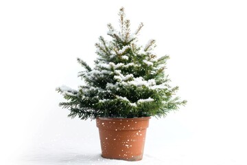 Fototapeta premium Big christmas tree in a pot plant white fir.