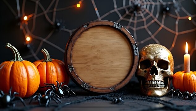 empty sign with Halloween background