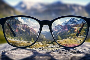 Glasses reveal a vibrant world with bustling streets and autumn foliage