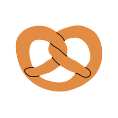 pretzel icon; traditional baked snack with twisted shape; perfect for bakery graphic, food packaging, menus- vector illustration