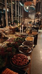 A traditional Julbord Christmas buffet spread of various dishes in Sweden