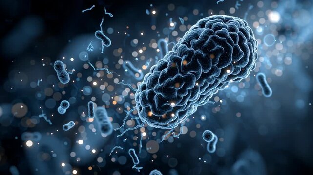 Microbe Diversity Ring Bacteria Cell Science Biology Microscopic Blue Glowing Abstract Floating Dynamic Energetic Health Infection Digital Art