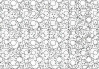 Abstract Line Art Pattern with Circular Shapes and Organic Elements in a Repetitive Design
