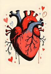 heart with blood in vertical