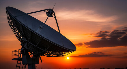 satellite dish at sunset