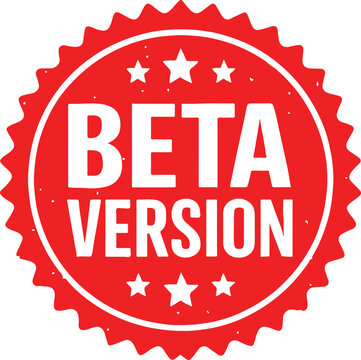Red Beta Version Stamp With Stars On White Background label badge