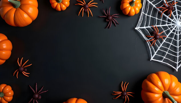 Halloween black background with Halloween  ingredient with copy space  - Powered by Adobe