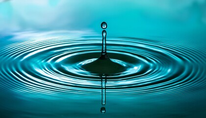 serene aqua ripples a single drop creates expanding concentric circles on a smooth teal surface
