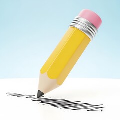 Yellow Pencil Writing on Paper.