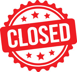 Red Closed Stamp with Stars on White Background seal