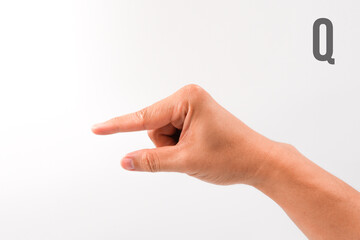 American Sign Language (ASL) alphabet and numbers chart using human hand gestures on white background.