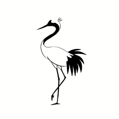 Obraz premium Crane. Crane simple black and white line art vector logo