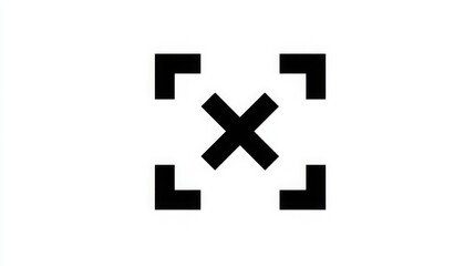 Obraz premium Black crosshair symbol with borders isolated on white background