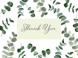 Thank you card - floral jungle frame postcard with eucalyptus leaves.