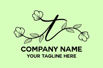letter t combined with leaves