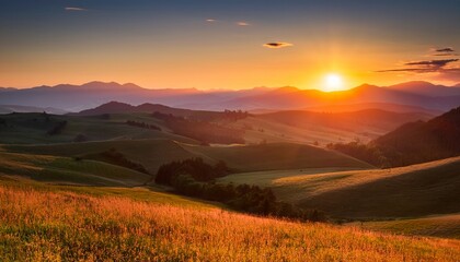 golden hour majesty serene sunrise over rolling hills and majestic peaks © Danielle