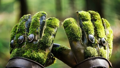 moss covered gauntlets close up