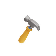 3D Hammer Illustration – Construction Tool with Yellow Handle