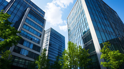 Fototapeta premium A group of large, corporate office buildings.