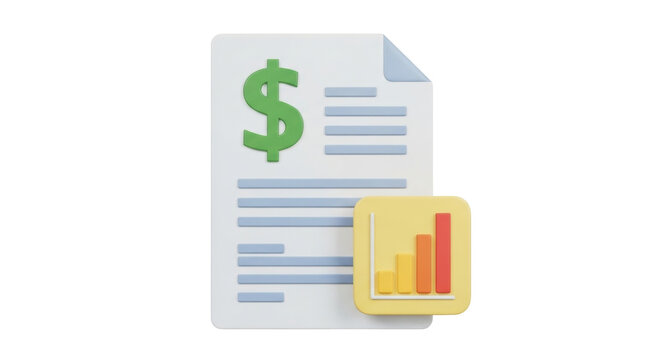 Isolated financial report document with dollar sign and a business growth graph icon illustration